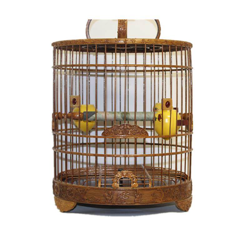 正品 老 雕刻鸟 全套配齐包邮 画眉八竹哥鹩哥笼笼子紫色笼小鼓底
