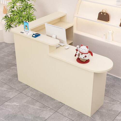 服装店收银柜台简约现代小型女装美甲店铺转角吧台桌美容院L型前