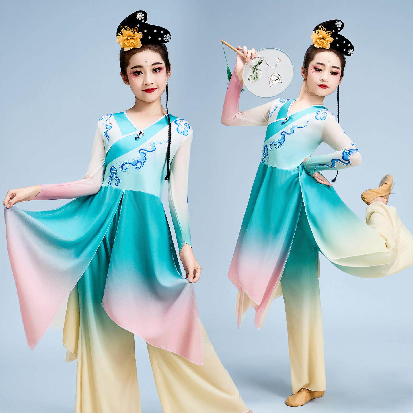 儿童古典舞蹈演出服女童飘逸玉簟秋剧目服装艺考表演服独舞桃李杯