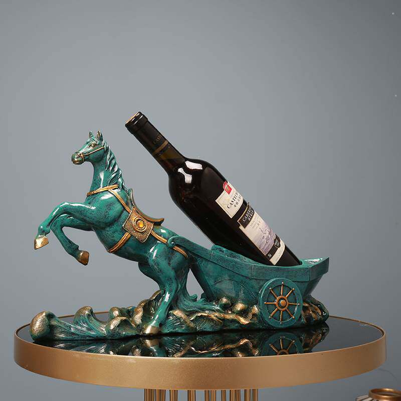 马到成功红酒架欧式客厅家里酒柜高端摆件高档餐边柜家居装饰品