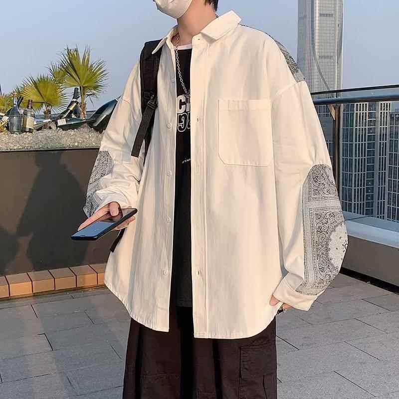 春秋ins腰果花衬衫男长袖