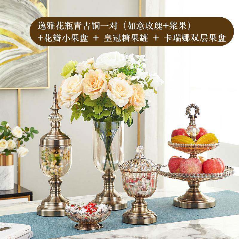 欧式轻奢玻花摆件美家居客厅电视式柜餐璃桌装0125饰品干瓶花仿真