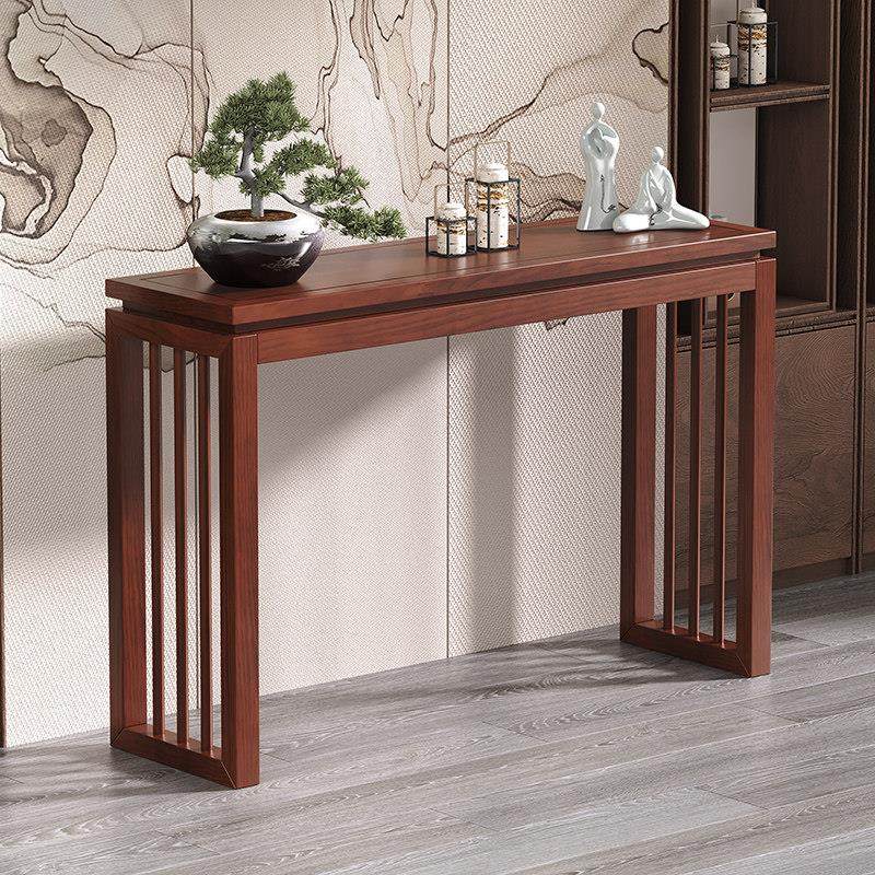 新中式入户实木玄关桌走廊靠墙条案胡桃木玄关台门厅香案长条供桌