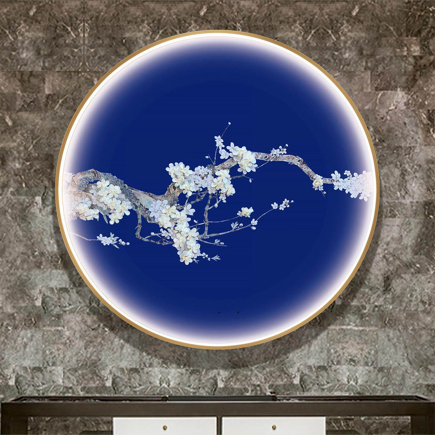 玄关装饰画 画轻奢大气led气氛灯画 画新中式客厅三联画 画立体画