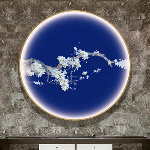 玄关装饰画 画轻奢大气led气氛灯画 画新中式客厅三联画 画立体画