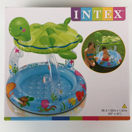 。INTEX57119海龟婴儿遮阳水池充气游泳池圆形戏水池加厚婴儿浴盆