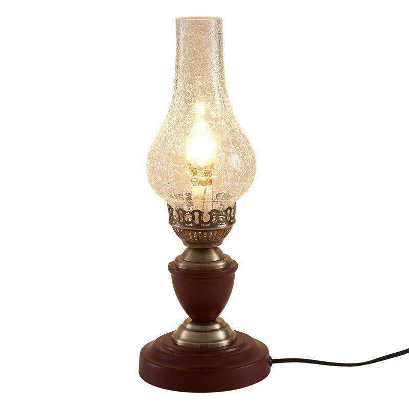 中式复古实木全铜玻璃卧室床头客厅夜灯煤油灯调光灯复古氛围灯