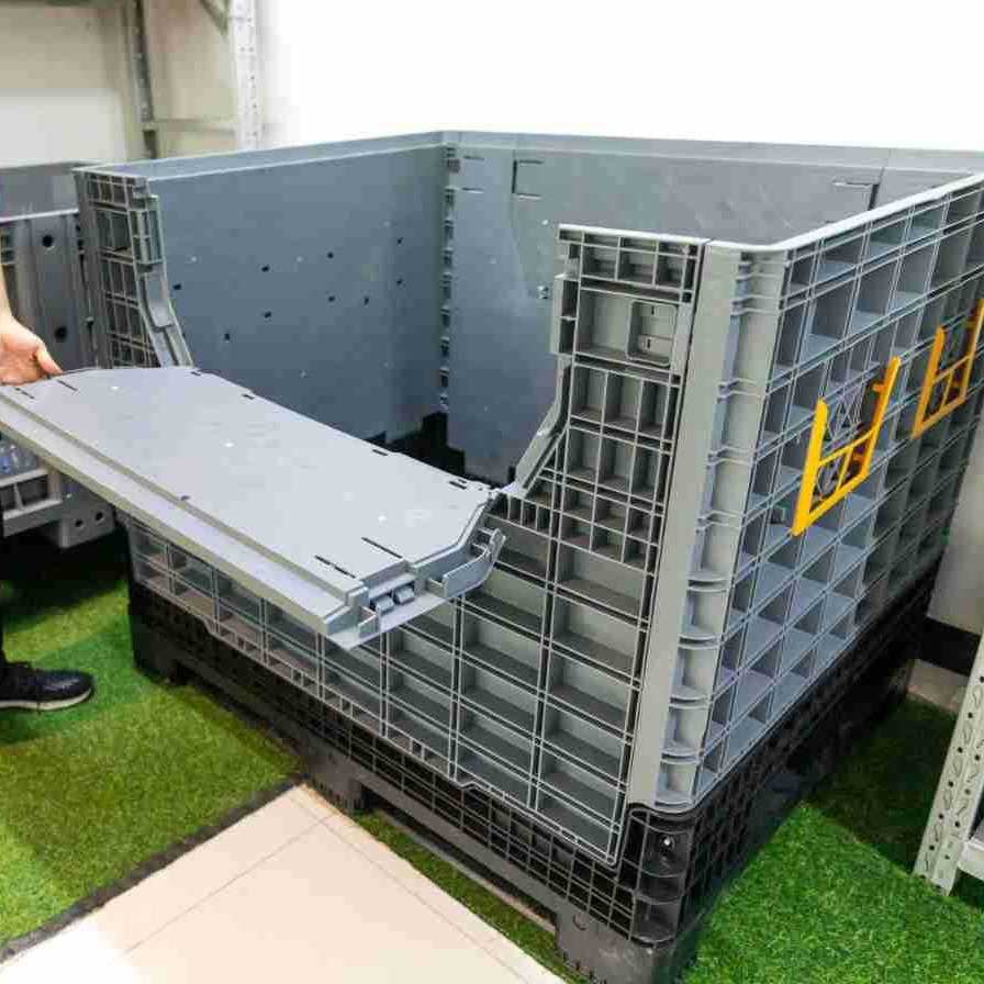 可折叠卡板箱1210网格塑料箱物流箱叉车托盘箱围板箱特大号周转箱