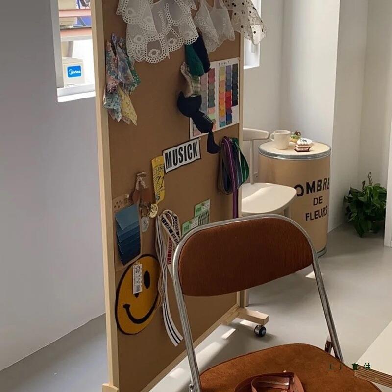 落地屏风软木板照片墙立式移动支架背景板公告栏灵感板展示板定
