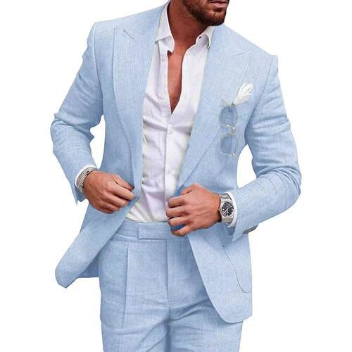 Men Suits 2 Piece Casual Summer Beach Men Suits Wedding