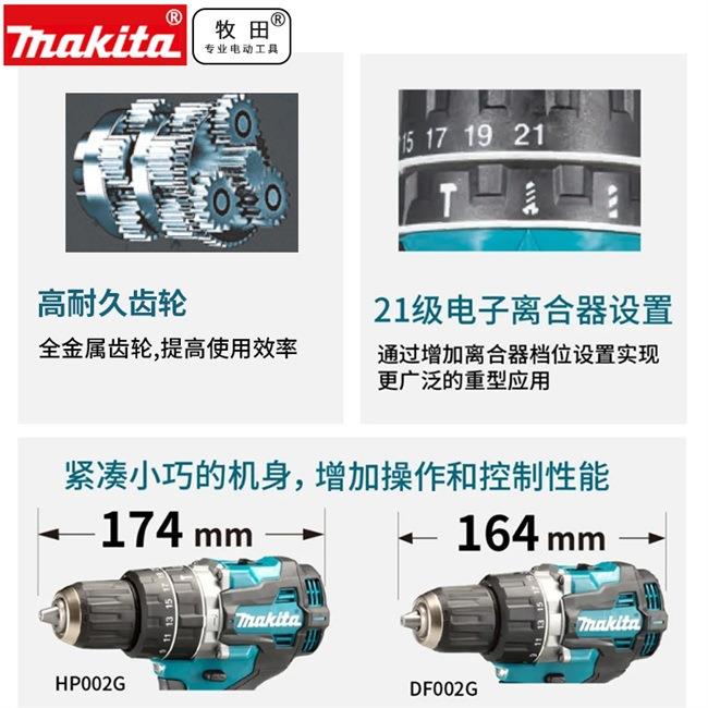 原装牧田40V锂电钻HP002GD202充电式冲击起子电钻DF002GD202