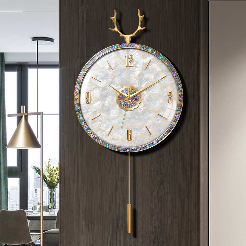 轻奢黄铜钟表挂钟客厅家用简约现代静音时钟挂墙表豪华高档石英钟