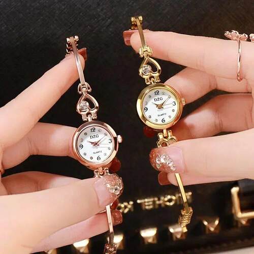 Fashion Women Heart Bracelet Watch Rose Gold Quartz Watch Wr