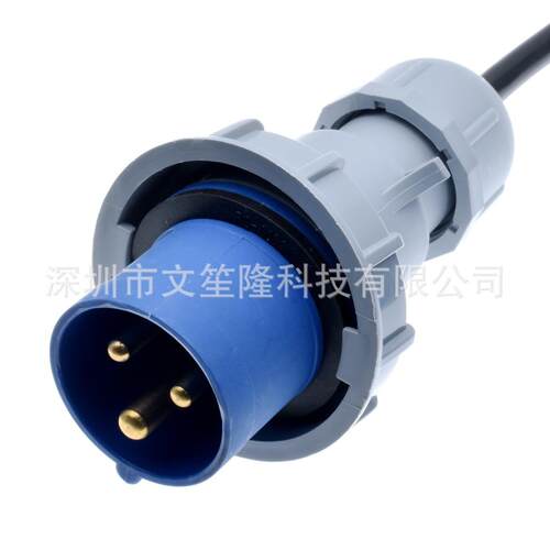 IEC309 IP67防水工业插头16A公头转英规母座 2米1.5平方纯铜线芯