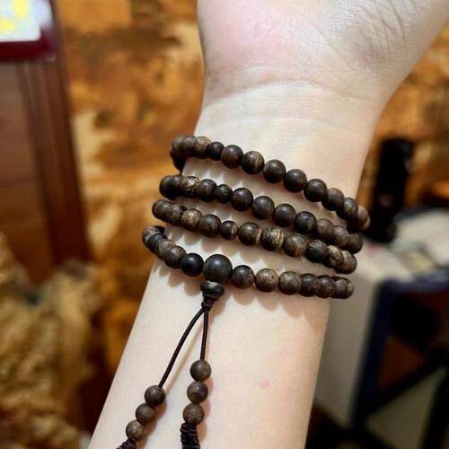 沉香手串沉水级手链108颗项链佛珠助眠海南原木料男女款生日礼物