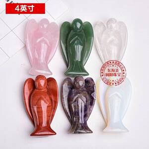 东海天然水晶半宝石4英寸天使能量石手工雕刻工艺品家居摆件