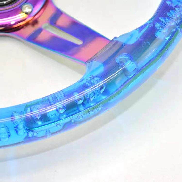 改装赛车方向盘亚克力水晶方向盘跨境爆款热销夜光方向盘烤蓝七彩