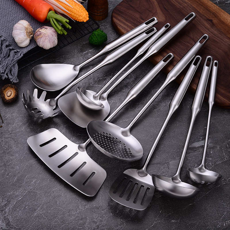 304不锈钢汤勺漏铲煲汤勺九件套 烹饪煎铲漏勺锅铲鱼铲厨房工具