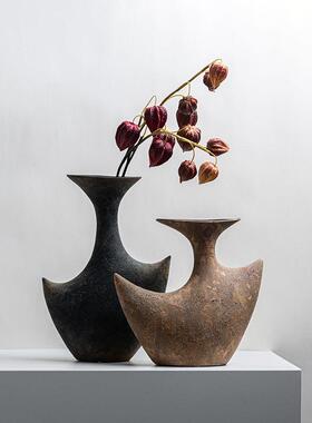 侘寂风花器摆件民宿家居简约花瓶陶瓷别墅客厅高级感装饰品样板间