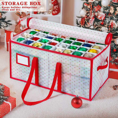 多功能圣诞球装饰储物 节省空间 128格可折叠圣诞收纳盒