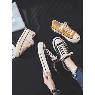 透气平底低帮休闲板鞋 女春秋季 休闲百搭厚底帆布鞋 店主自留新款