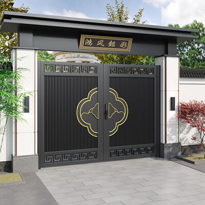 中式庭院大门农村自建房大门铝艺门院子大门楼民宿小院门别墅大门