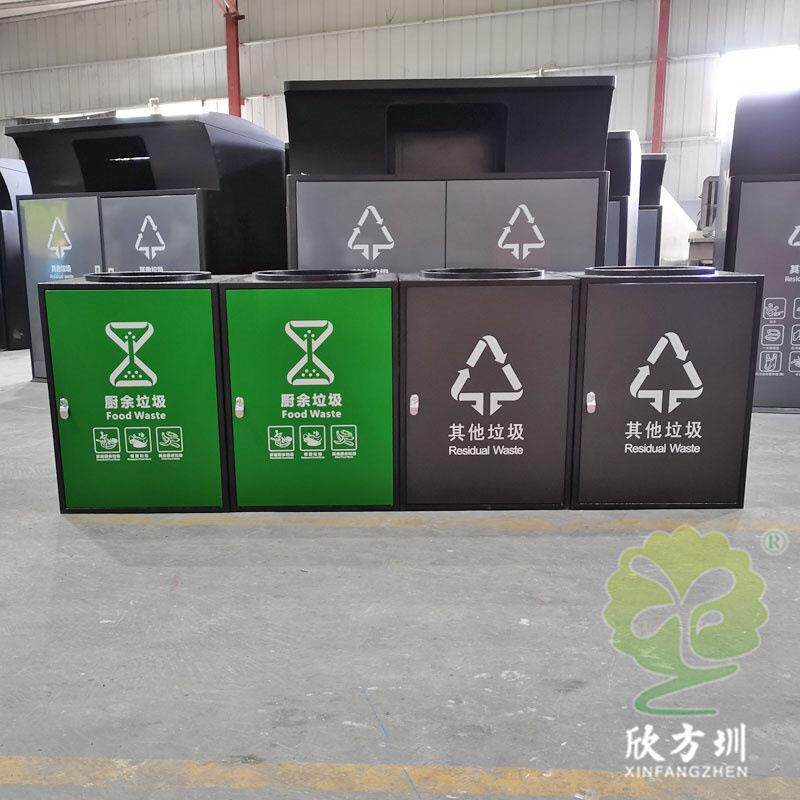 不锈钢四色分类垃圾亭户外社区组合式直投口垃圾桶环保回收站设施