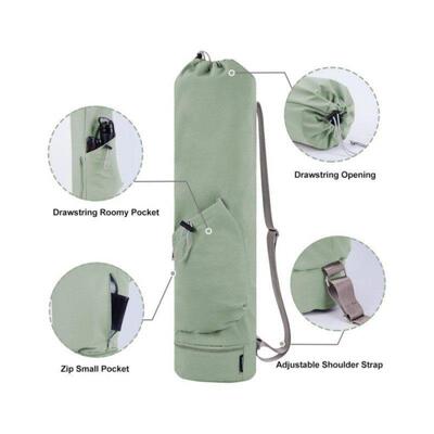 Yoga mat bag with water bottle pocket and bottom wet bag. Y