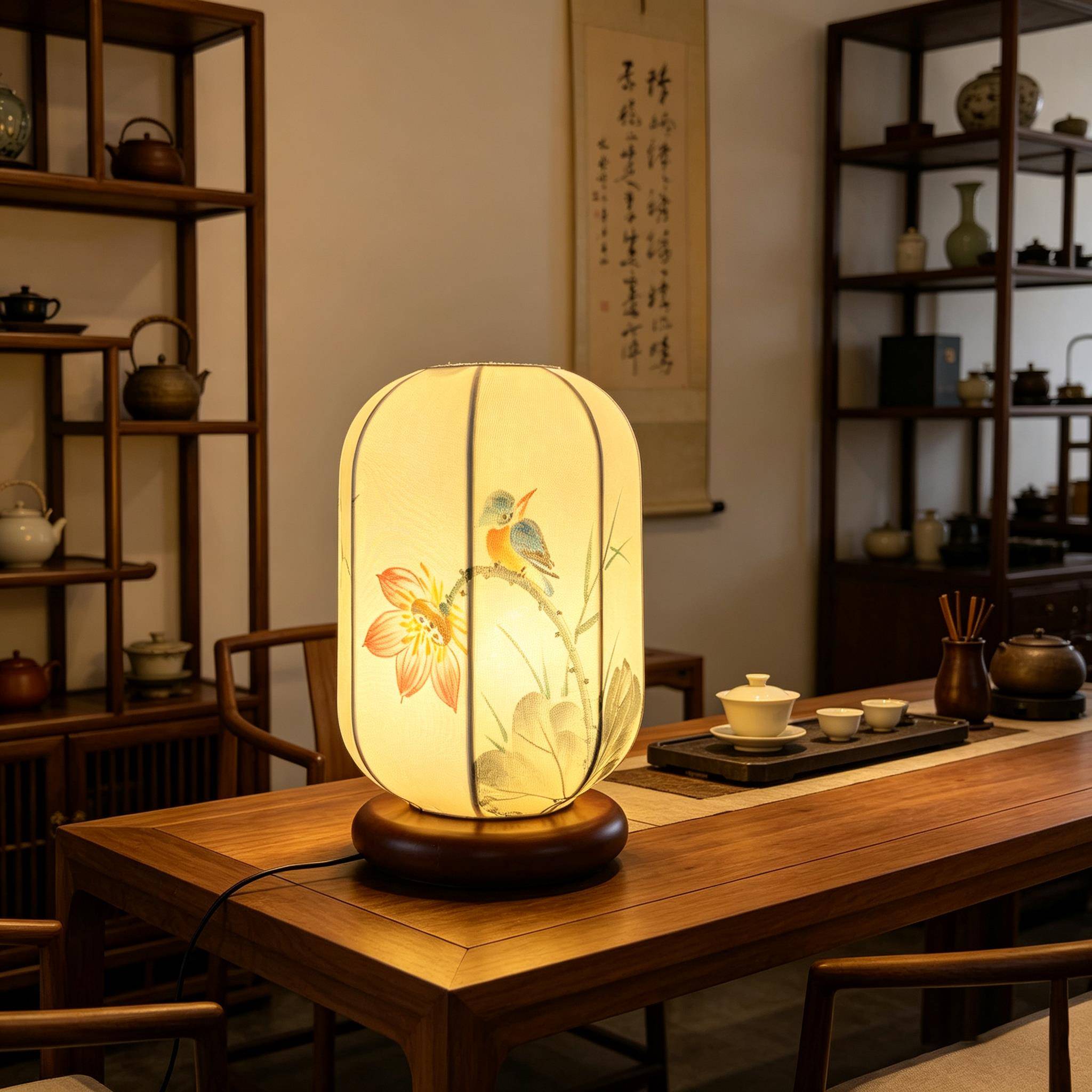 中式复古台灯装饰灯茶室书房客厅卧室床头台灯插电按扭桌面气氛灯