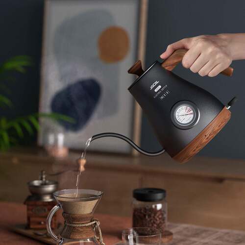 积高木纹色保温长嘴电热水壶 手冲咖啡细嘴泡茶壶