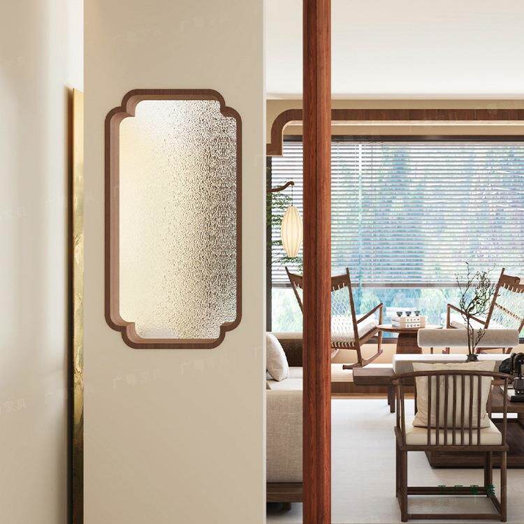 宋式美学实木玻小轩窗设计家用屏风师花窗隔断装饰璃PKF海木棠框