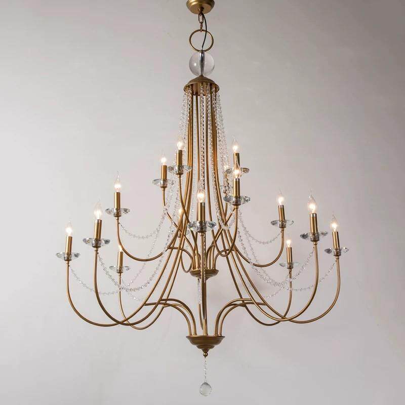 客厅灯水晶美式Loft大吊灯法式挑空复式楼梯吊灯餐厅灯具创意别墅