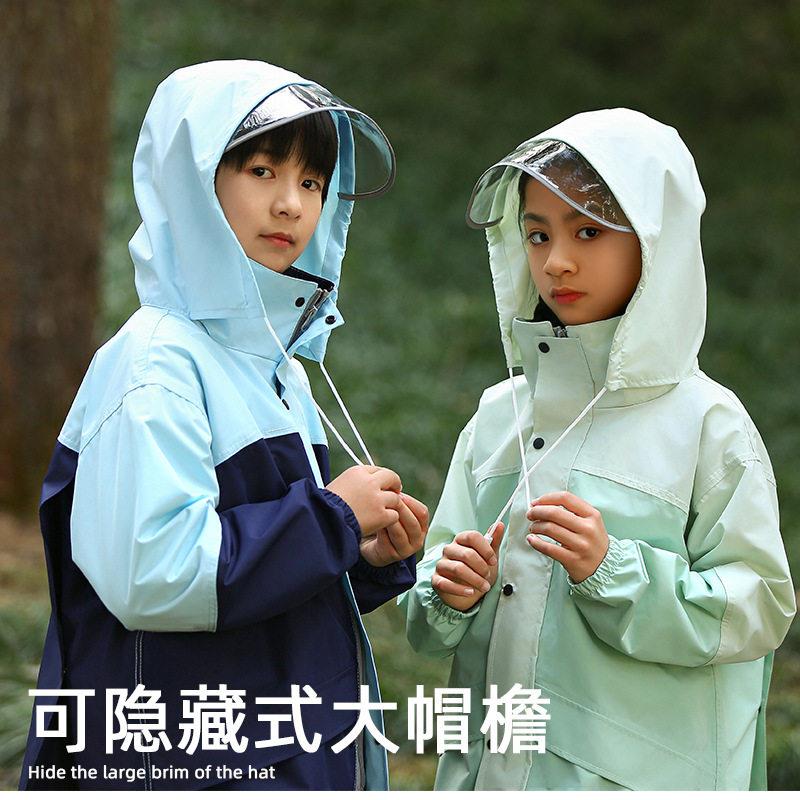 儿童两件式雨衣雨裤套装防水全身中小学生男女童中大童骑行户外雨