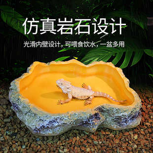 饰守宫宠物蛇饮水盆 爬宠食盆蜥蜴陆龟角蛙专用泡澡盆饲养箱造景装