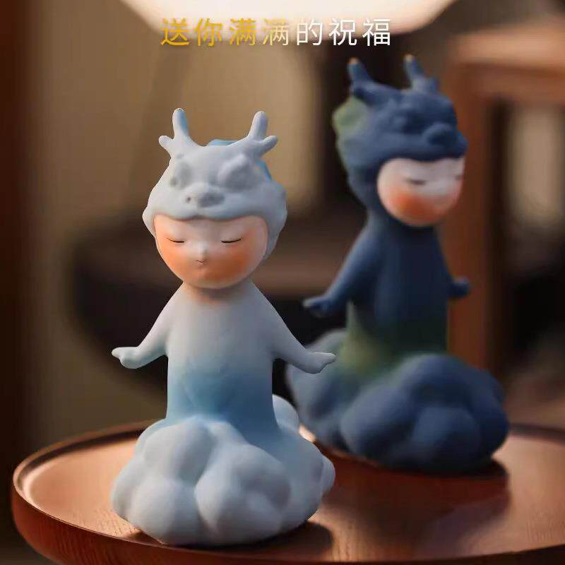 陶瓷龙摆件家居摆设中式客厅生肖龙陶瓷工艺品客厅卧室装饰品