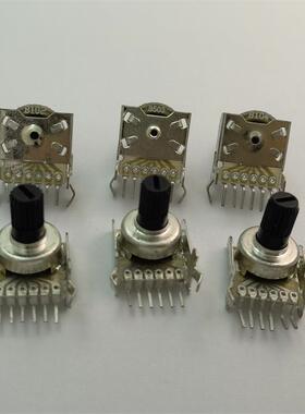 RK1212G 卧式双联电位器 B100K B50K B1K 带中点 柄10MM花