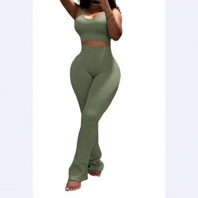 Casual Workout Two Piece Outfits for Women Short Tank Top