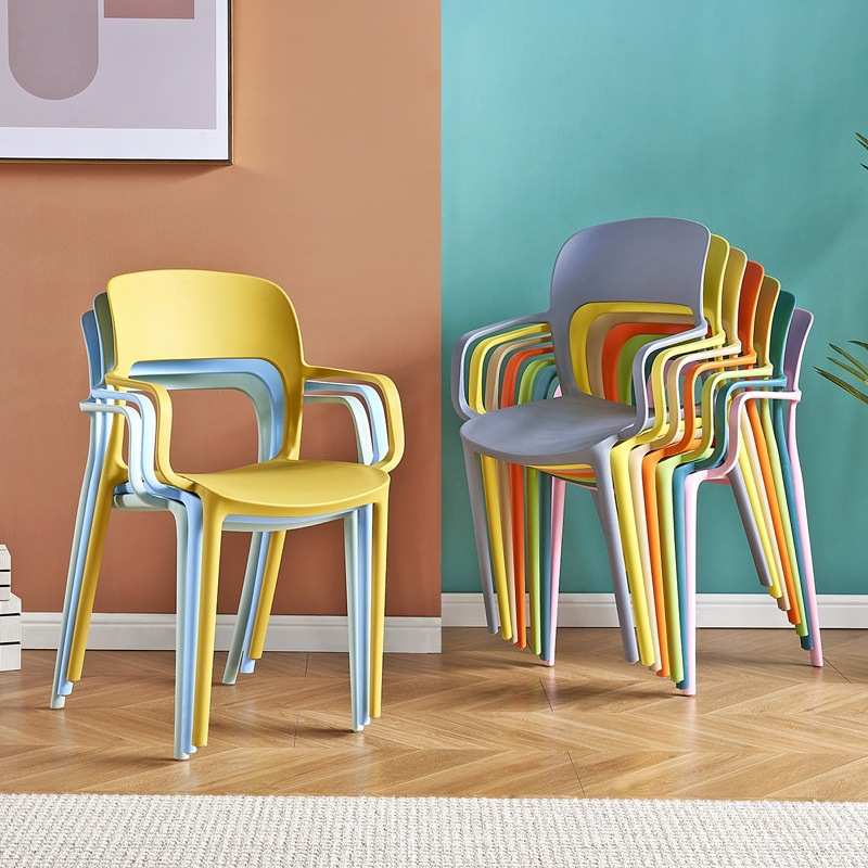 塑料椅子简约靠背凳子餐椅家用大人经济型塑胶椅加厚扶手椅子