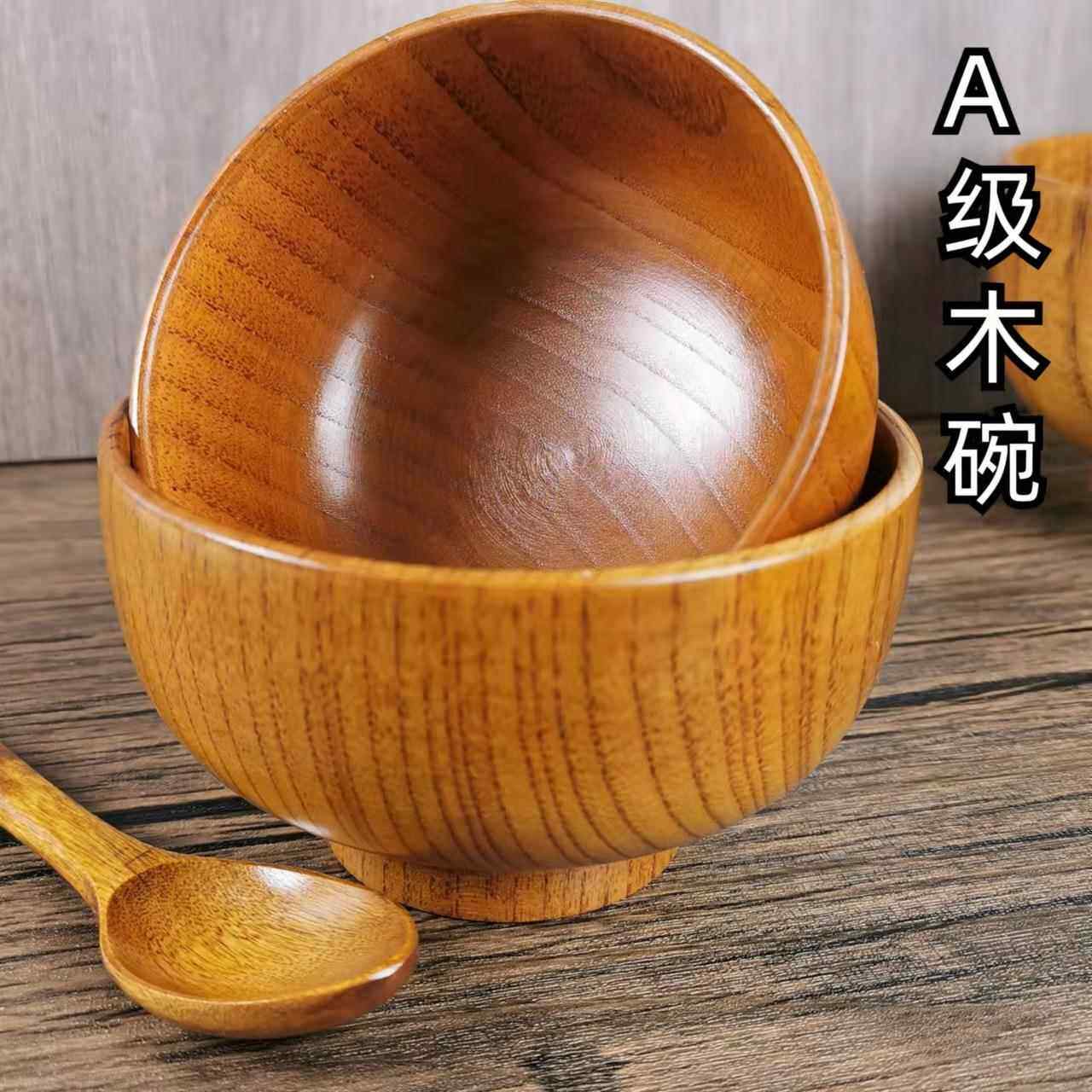圆形碗婴儿竹碗家用餐具碗木碗品原纹环保防摔一等儿童竹制竹子