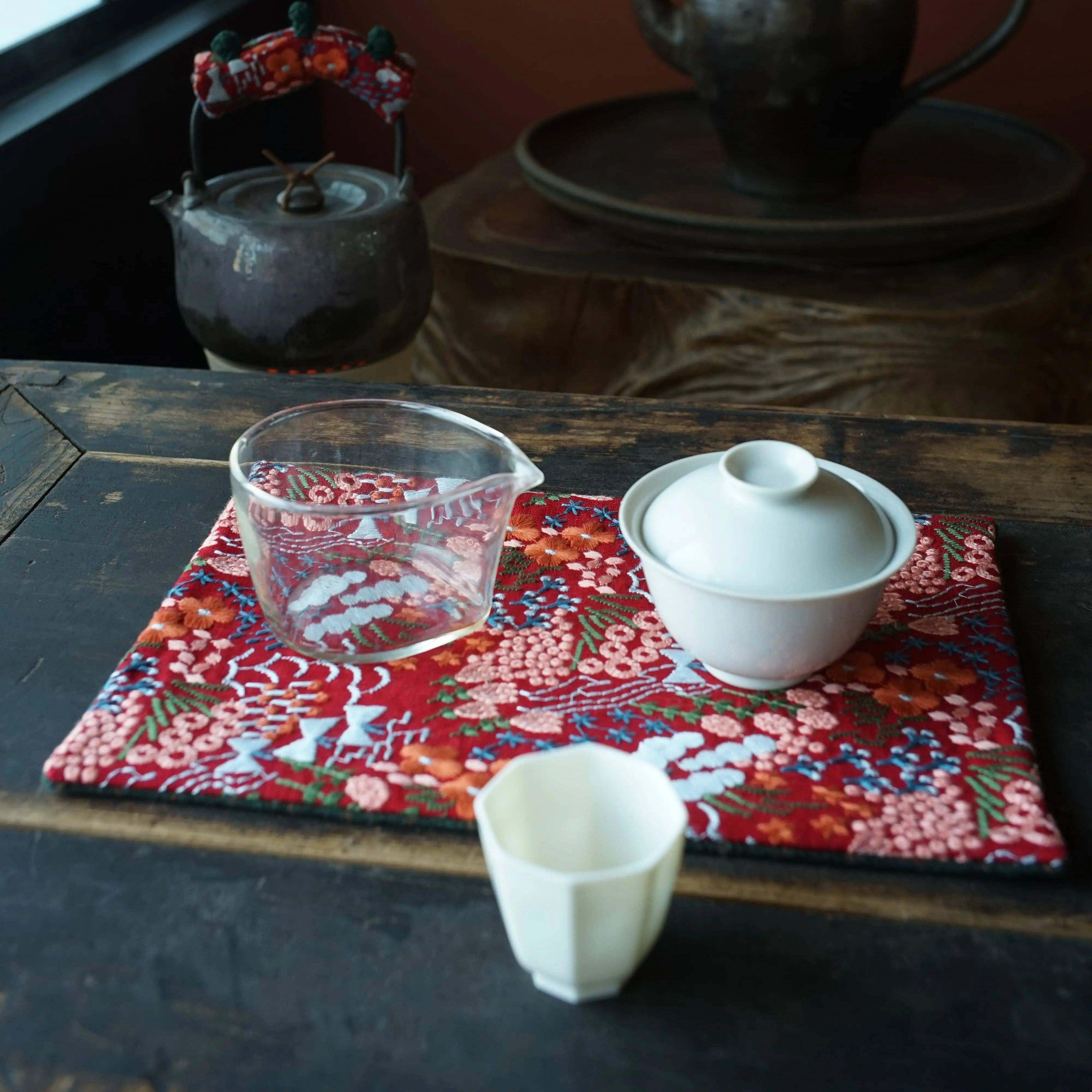 茶席茶垫壶垫 隔热垫布艺 花绿色同款尺寸30*20厘米 48*23厘米,居家布艺,茶席,淘宝优惠券,粉丝福利购,淘宝优惠卷