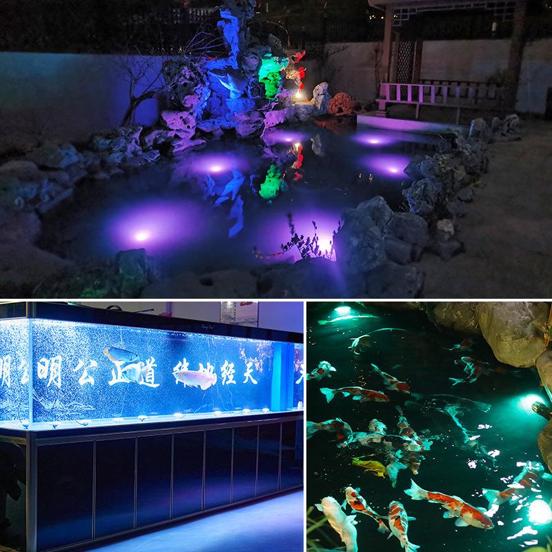 鱼缸灯明灯防水照亮池灯超家用庭院水池景观灯七彩水底水下鱼灯