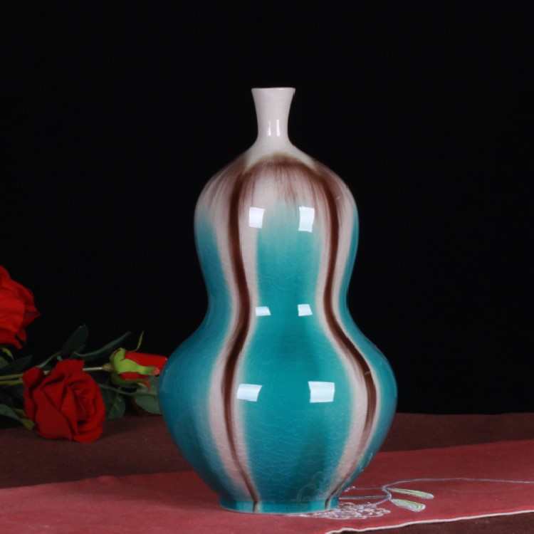 花瓶裂纹景德镇装饰陶瓷创意批发礼品工艺品蓝色窑变 花瓶 釉葫芦