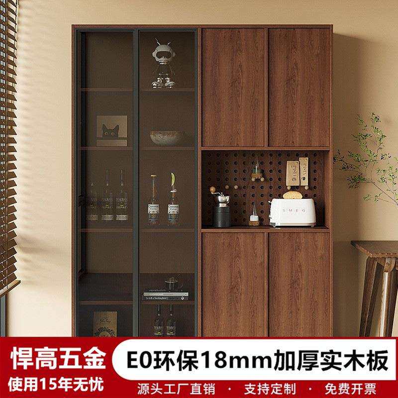 实木餐边柜家用客厅靠墙储物柜展示柜茶水柜玄关柜酒柜玻璃柜子