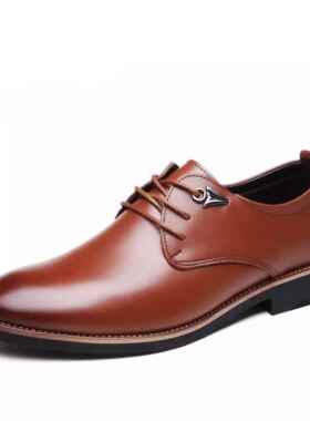 高档全真皮POVER202新款韩版男士真皮皮鞋带休闲皮鞋商务4系正L装