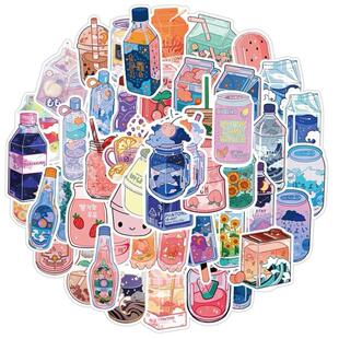 50PCS Cute Drink Aesthetic Stickers Cartoon Decal Scrapbook
