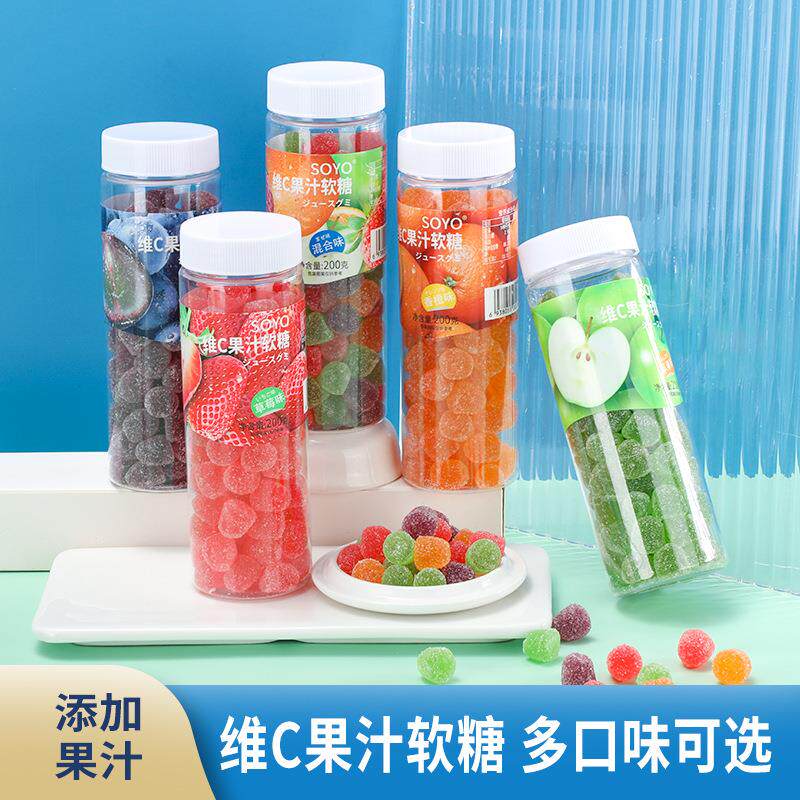 厂家网红零食维果汁软糖瓶装橡皮糖软糖凝胶糖果克瓶装