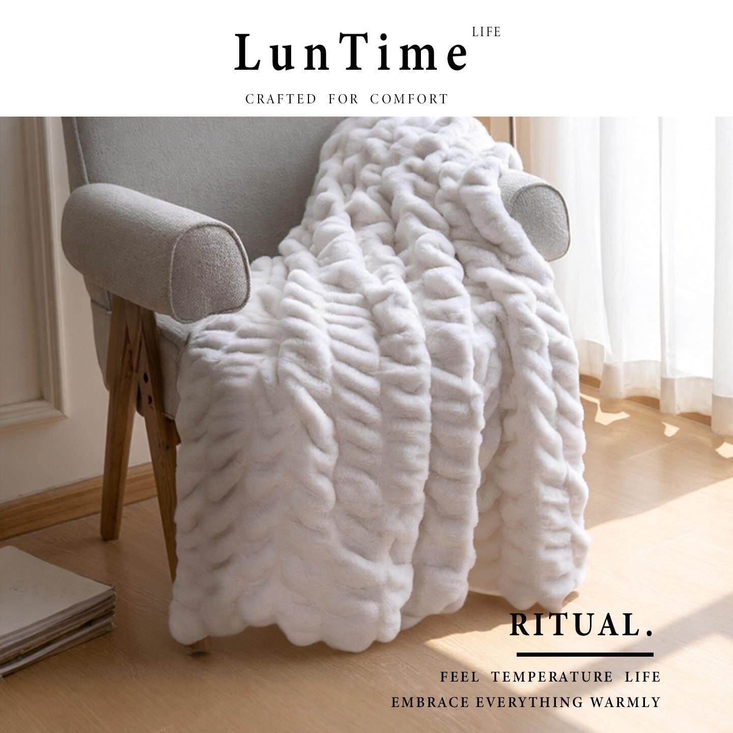 LunTime生活仿獭兔毛毯轻奢高级感沙发毯冬季加厚保暖盖毯午睡毯