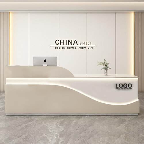 简约现代美容院吧台收银柜台公司前台接待台服装店理髲店培训机构
