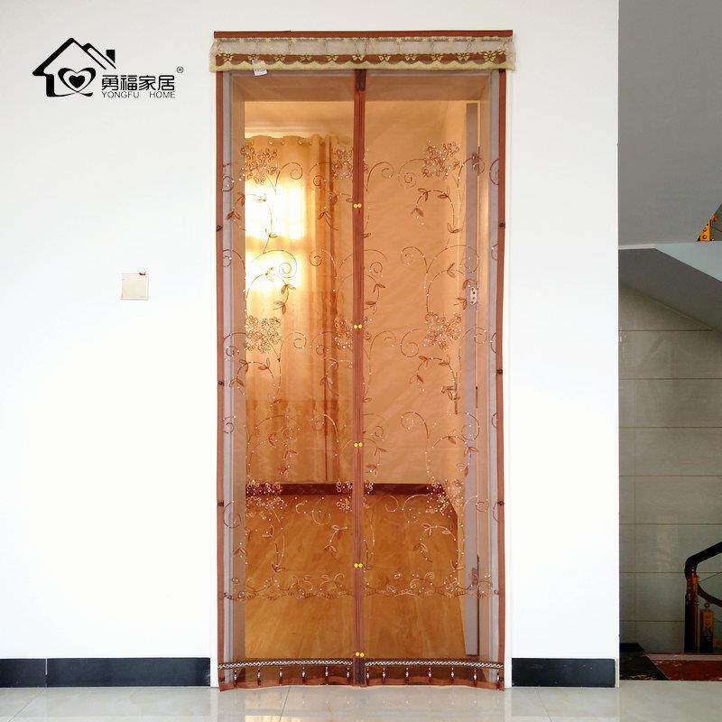 夏季防蚊门帘家用静音磁性软纱门推拉卧室蚊帐门加密隔断轨道对吸
