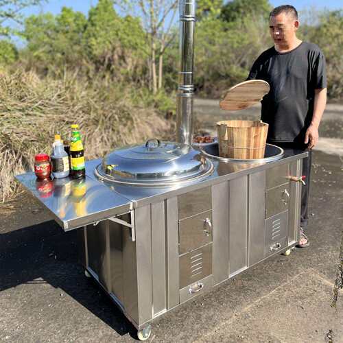 柴火灶家用农村烧木柴无烟大锅台特厚304不锈钢户外土灶移动火炉